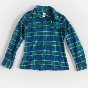 PATAGONIA  WOMENS SHIRT FLANNEL BLUE GREEN PLAID BUTTON 4